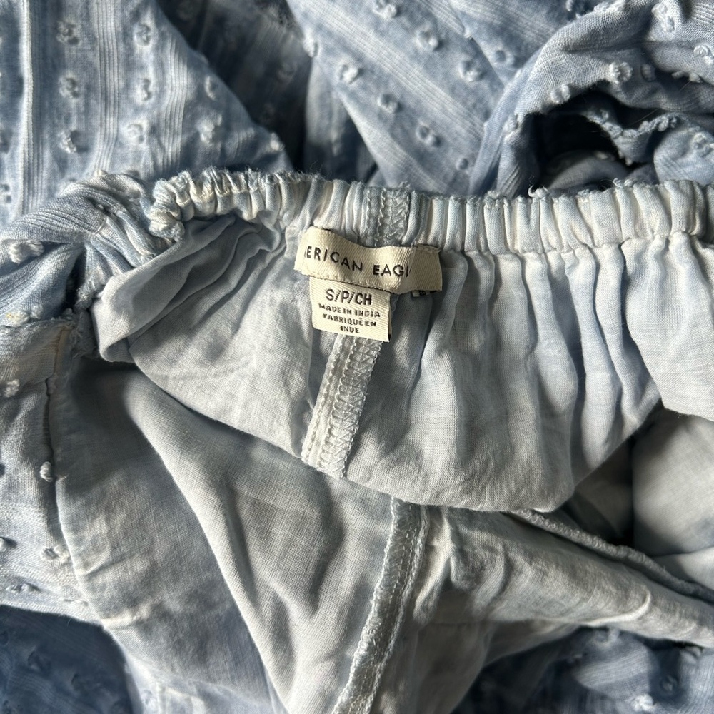 American Eagle light blue frilly dress with tie back, size S